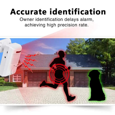 Home Security Alarm System With 105dB Siren Infrared Motion Sensor 30m Long Range Multi Channel Remote Control Wall Alert Easy Install Accurate Detection With Owner ID Delay For Safer Home, wall-mounted