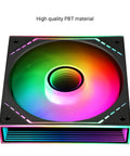 120mm ARGB CPU Cooler Case Fan With Side Mirror Light, PWM 4-Pin Connector, Silent S-FDB Bearing, High Performance Desktop Cooling showcasing colorful lighting with high quality PBT material