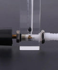 Gas Flow Meter 1 To 10 LPM With Control Valve For Oxygen And Air, Transparent Acrylic Meter With 8mm Hose Barb, side view