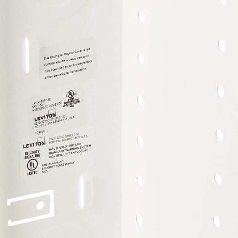Close-up of label on 14 Inch SMC Series Structured Media Enclosure Only 47605 14E White With Top And Bottom Knock Outs
