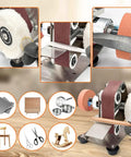 Badass Mini Belt Sander With Seven Tough Speed Settings And Locked In Fifteen Degree Guide for honing blades and polishing.