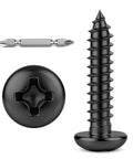 Tough As Nails Number 12 By 1 Inch Pan Head Self Tapping Screws Black Finish 304 Stainless Steel with Phillips Drive