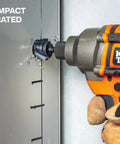 Quick-Release Step Bit Set For Impact Drills, Klein Tools QRST2S, drilling through metal with impact driver, side view