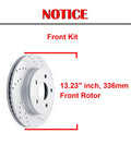 Beefy Performance Front Brake Kit With Drilled And Slotted Rotors And Ceramic Pads For Chrysler Aspen 2007-2009 Dodge Durango