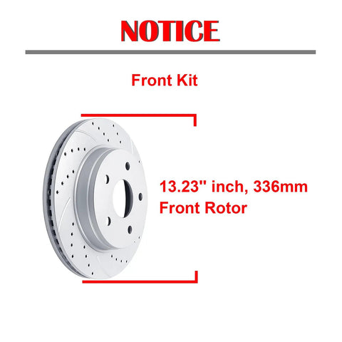 Beefy Performance Front Brake Kit With Drilled And Slotted Rotors And Ceramic Pads For Chrysler Aspen 2007-2009 Dodge Durango