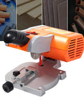 Mini Desktop 0 To 45 Degrees Multi Angle Portable Cutter for arts and crafts shown with cutting samples, orange color.