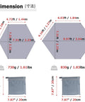 Dimensions and weight of Rugged All Weather Waterproof Tent Tarp Hexagon Rain Fly With Hammock Ground Cloth And Sunshade Mat Gray Large.