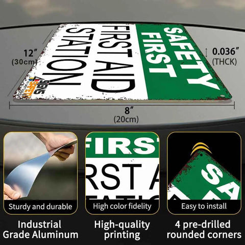 12 By 8 Inch Aluminum First Aid Station Sign For Workplace Safety Rugged Rust Resistant Metal With Crisp Print Easy Mount