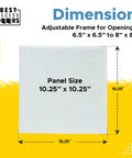 Top Tier 6.5 By 8 Inch Magnetic Wall Access Panel With Smooth Adjustable Frame And Heavy Duty 20 Gauge Steel Flush Door dimensions 10.25 x 10.25 inches.