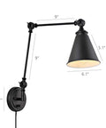Vintage Adjustable Swing Arm Wall Lamp Black Dope Industrial Style Wall Sconce With Plug In Or Hardwired On Off Switch
