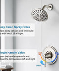 Brushed Nickel Rain Shower System With 6 Inch Shower Head And Handle, ABS Construction, Leak-Proof Design, Six Spray Modes