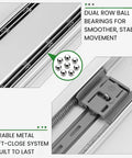Soft Close Drawer Slides 24 Inch Full Extension Ball Bearing Side Mount Glides for Cabinets and Dressers with dual row ball bearings