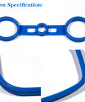 Front view of blue silicone valve cover gasket with two large circular openings and a central small ring.
