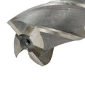 End mill close-up, 4-flute, 1.5 in cutting diameter, 0.8 in straight shank.