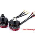 RS2205 2300KV Brushless FPV Motor CW CCW for 3S to 4S LiPo drones with soldered 2mm banana plugs, cooling fins, and aluminum frame