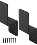 2x4 Door Barricade Brackets Z Shape Black Heavy Duty Security Lock Bar For Home Safety Drop Open Bar Holder Steel With Screws