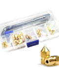 24 Piece Brass MK8 3D Printer Nozzle Set For Makers Pro Grade With 0.2mm 0.4mm 0.6mm 0.8mm 1.0mm Nozzles in clear storage box