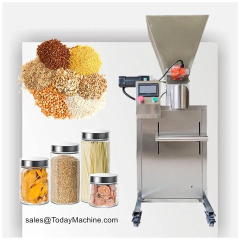 Industrial Auger Filler And Automatic Powder Packing Machine With Killer Accuracy For Instant Coffee Chilli Spice And Granules, showcasing various dry goods.