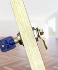 Heavy Duty Tubular Cam Locks Keyed Alike Cylinder Hardware installed on wood panel with blue key visible.