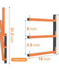 Heavy Duty Wall Mount Lumber Rack With Nine Level System Holds 1080 Lb For Garage Wood Storage Six Pack dimensions 31.5 inch height