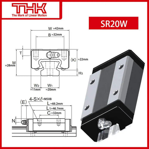 Rugged Linear Carriage Built To Last For Precision Motion SR20W1SS UU And SR20W1UU SS Block Fits CNC Machines And High Load Linear Guides For Smooth Topnotch Sliding, THK SR20W