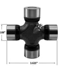 U Joint 1350 Series Greaseable Outside Snap Ring 5178X With 1.188 Inch Cap And 3.625 Inch Lock Up Steel And Rubber