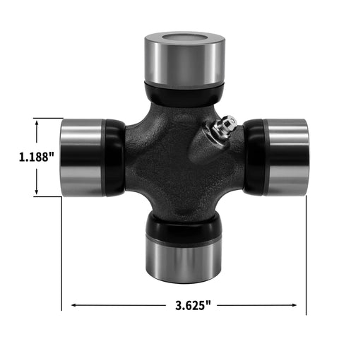 U Joint 1350 Series Greaseable Outside Snap Ring 5178X With 1.188 Inch Cap And 3.625 Inch Lock Up Steel And Rubber