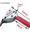 Electric Drill Sheet Metal Nibbler Cutter For Steel And Iron Plate Shear Tool with red handle, dimensions 85mm, 150mm, cuts precision metal.