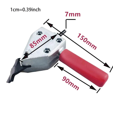 Electric Drill Sheet Metal Nibbler Cutter For Steel And Iron Plate Shear Tool with red handle, dimensions 85mm, 150mm, cuts precision metal.