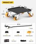 Heavy Duty Furniture Dolly Featuring Silent Smooth Rollers And Slick Floor Friendly Plate For Zero Sweat Moving Couches Or Pianos Up To Two Thousand Pounds Solid Carbon Steel Platform with product dimensions.