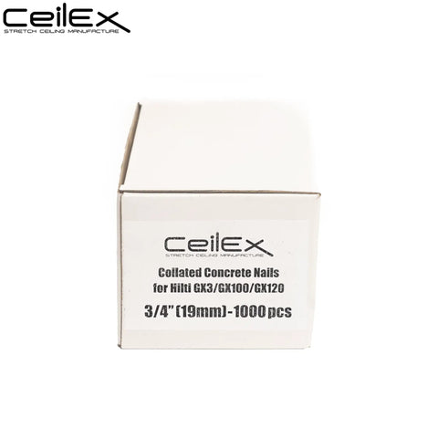 1000x Collated Concrete Nails Three Quarters Inch 19mm For GX3 GX100 GX120 Cordless Nailer Heavy Duty Box Front View