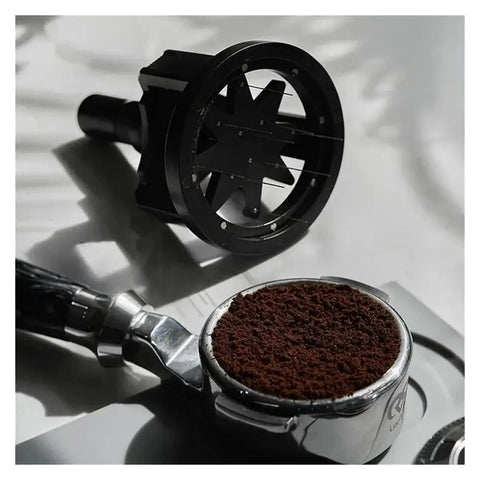 Slick Pro Grade Heavy Duty Adjustable Rotary Espresso Tamper And Coffee Distribution Spoon levels grounds smooth for 51Mm 54Mm 58Mm portafilters.