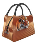 Tigers In The Desert Insulated Lunch Bag With Soft Cooler Tote For Men And Women showcasing tiger print, high-density Oxford fabric