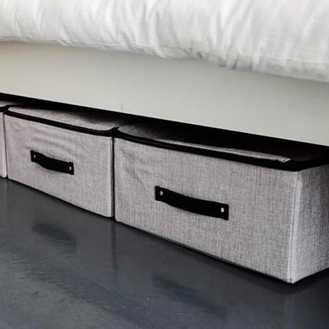 Built Tough Foldable Storage Tubs With Slick Glide Bottom For Easy Tucking Under Beds And Closets, cotton linen material.