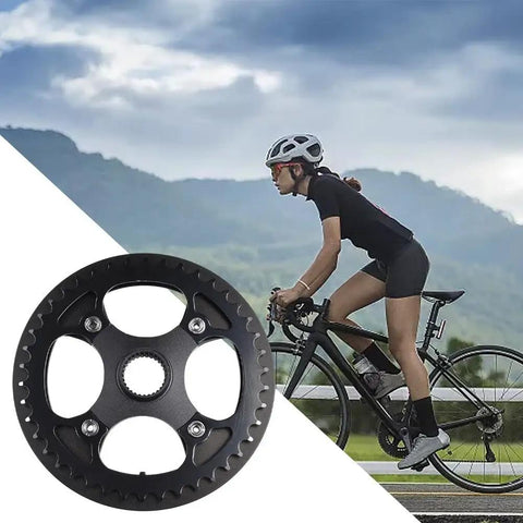 Heavy Duty 42 Tooth Steel Chainring Fits 104 Bcd Cranks For E-Bike Motor Upgrades Like Bafang M200 M215 M300 And M315 With Smooth Shifting Power Gears, 42T steel chainring on cyclist