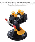 Mini Suction Vise Clamp With 360 Degree Swivel Head Grabs Tight On Smooth Desks For No Sweat Mounting Dial In Exact Angles For Jewelers Watchmakers And Weekend Warrior Crafting Projects with aluminum body and suction base.