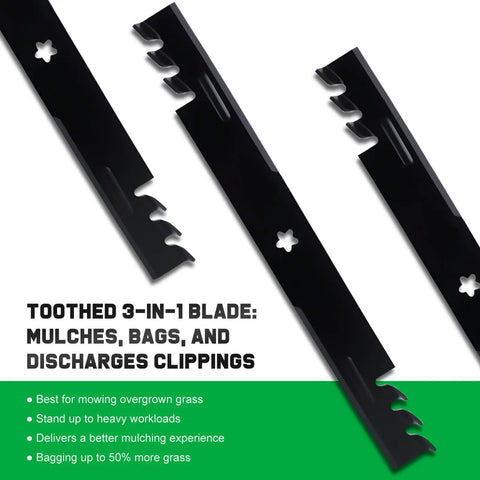 YTH22V46 46 Inch Mulching Replacement Mower Blades For Husqvarna And Compatible Models With Five Star Mounting Pattern 405380