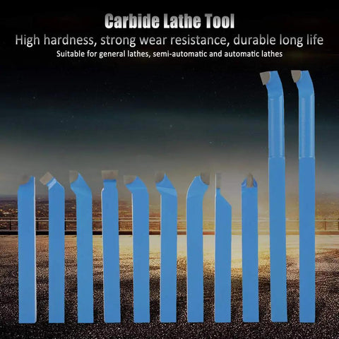 11 Piece 8X8Mm Carbide Tipped Lathe Tool Set Featuring Rock Solid Welding Milling Cutting Turning Bits Knockout Heavy Duty Kit For Real Shops And Weekend Warriors, showing various tool shapes.