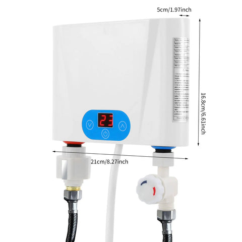 Built Different Under Sink Instant Water Boiler And Tankless Electric Heater Crafted From Rugged Stainless Steel For Quick As Lightning Hot Water Delivery In Home Or Office Setups control panel with temperature display and plumbing connections.