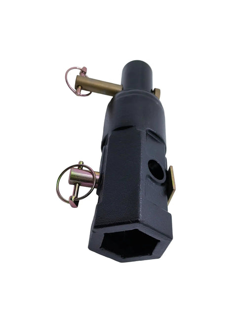 Image of Beefed Up Heavy Duty Auger Adapter 2 Inch Female Hex to 2 Inch Male Round Shaft Built From 35CrMo Alloy Steel.