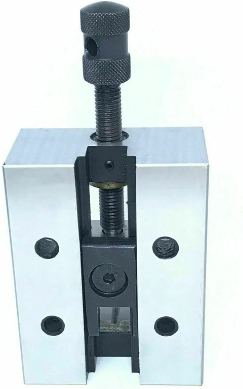 Self Centering 88mm Vise For Lathe And Vertical Milling Slides Heavy Duty Steel Clamp For Quick Job Setup in close-up angle