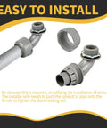 Built Tough Three Quarters Inch 90 Degree Liquid Tight NPT Non Metallic Conduit Connector For PVC Electrical Flexible Conduit Fittings UL Listed For Outdoor DIY Projects Gray 120 Pack assembled and unassembled