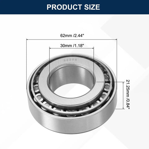 Beefy Heavy Duty Tapered Roller Bearing Cone And Cup Set For 30mm Bore 62mm OD 21.25mm Thick Chrome Steel ABEC3 High Load Capacity