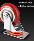 Heavy Duty Rubber Castor Wheels With Slam Dunk Brake Setup For Quiet Furniture Roll, 4-inch red rubber wheel with dust ring