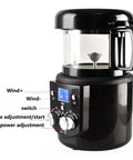 Automatic Hot Air Coffee Bean Roaster With Smart Timing And Integrated Cooling For Home Brews showcasing timer and firepower controls.