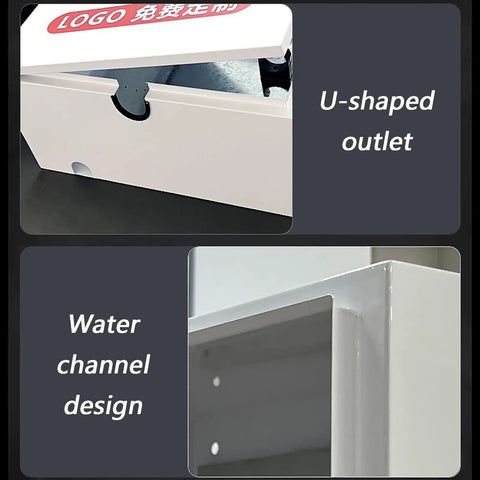 Heavy Duty EV Charger Cover Wall Mounted Rainproof Galvanized Steel Shield Hella Tough For Indoors Outdoors Plug N Play Ready With Complete Mount Kit with U-shaped outlet and water channel design.