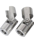 Premium Grade Rock Solid 304 Stainless Steel Universal Joint Coupler showing two precision cross shaft couplings for drivetrain use.
