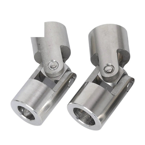 Premium Grade Rock Solid 304 Stainless Steel Universal Joint Coupler showing two precision cross shaft couplings for drivetrain use.