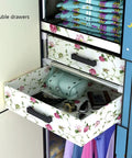 Built Tough Portable Wardrobe With Magnetic Snap Doors And Reinforced Steel Frame Hella Spacious Closet Organizer With Fabric Drawers for clothes and accessories.