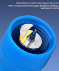 Close-up of a blue low-voltage wire connector with piercing terminal, part of a 10 Pieces Low Voltage Wire Connectors With Piercing Terminals For Quick Puncture Crimp Wiring, Adaptive Clamp For 1.5-4mm2 Main Line And 0.75-2.5mm2 Branch Line, Delivers Stable Conductivity In Vibration And Movement set.